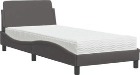 vidaXL Κρεβάτι με Στρώμα Dover Γκρι 90x190 εκ. από Συνθετικό Δέρμα