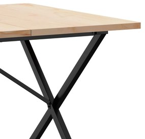 vidaXL Τραπέζι Τραπεζαρίας Πλαίσιο Χ Μασίφ Πεύκο/Ατσάλι
