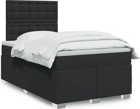 vidaXL Κρεβάτι Boxspring με Στρώμα Μαύρο 120 x 200 εκ. Συνθετικό Δέρμα