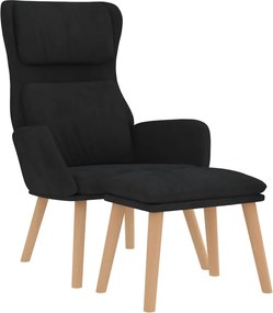 vidaXL Πολυθρόνα Relax Μαύρη Βελούδινη με Σκαμπό