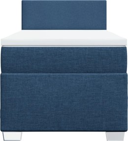 vidaXL Κρεβάτι Boxspring με Στρώμα Μπλε 100 x 200 εκ. Υφασμάτινο