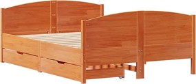 vidaXL Σκελετός Κρεβ. Χωρίς Στρώμα Καφέ Κεριού 150x200 εκ Μασίφ Πεύκο