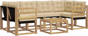 vidaXL Σειρά Καναπέ Εξωτερικού με μαξιλάρι 7 pcs Λευκό και Μπεζ