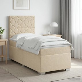 vidaXL Κρεβάτι box spring με στρώμα Κρεμ 90 x 200 cm Ύφασμα
