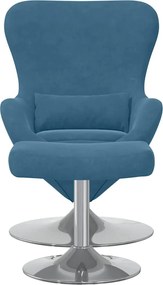 vidaXL Αυγό Καρέκλα με Σκαμνί with Footstool Μπλε Βελούδο