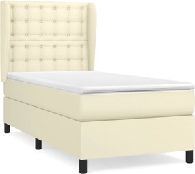 vidaXL Κρεβάτι Boxspring με Στρώμα Κρεμ 80 x 200 εκ. Συνθετικό Δέρμα