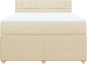 vidaXL Κρεβάτι Boxspring με Στρώμα Κρεμ 140x200 εκ. Υφασμάτινο