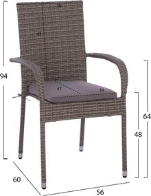 ΣΕΤ ΤΡΑΠΕΖΑΡΙΑΣ 5ΤΜΧ ΤΡΑΠ. 150Χ90 &amp; ΠΟΛΥΘΡΟΝΕΣ WICKER RATTAN ΓΚΡΙ HM11713.01