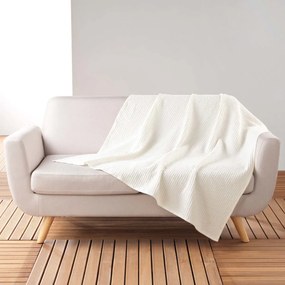 Ριχτάρια	 Douceur d intérieur  PLAID 125 x 150 CM COTON UNI GAUFRETTE BLANC