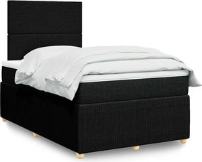 vidaXL Κρεβάτι Boxspring με Στρώμα Μαύρο 120x190 εκ. Υφασμάτινο