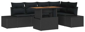 vidaXL Σέτ φαγητού για κήπο 6 pcs Μαύρο, Καφέ 100 x 55 x 73 εκ