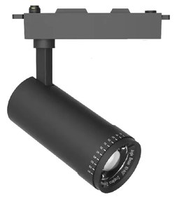 Σποτ μονοφασικής ράγας LED 20W 3CCT με επιλογή εναλλαγής μοιρών σε μαύρη απόχρωση D:5.8cmX15,2cm (Τ1-06300-Black)