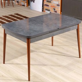 Τραπέζι Επεκτεινόμενο Aris 107BCK1515 132/170x76,5x79cm Stone Effect Anthracite-Walnut Μοριοσανίδα,Ξύλο