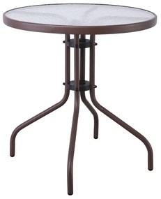 Τραπέζι Κήπου BALENO Καφέ/Διάφανο Μέταλλο/Γυαλί Φ70x70cm