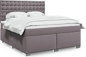 vidaXL Κρεβάτι Boxspring με Στρώμα Γκρι 180x200 εκ. Συνθετικό Δέρμα