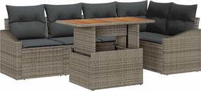 vidaXL Σετ Καναπέ Κήπου με αποθήκευση 6 pcs Γκρι Πολυ ράταν