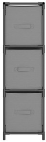 vidaXL Ντουλάπι με 3 Υφασμάτινα Συρτάρια Γκρι 34x34x101 εκ. από Ατσάλι