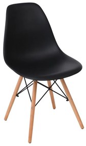 ART Wood Καρέκλα Τραπεζαρίας - Κουζίνας, Πόδια Οξιά, Κάθισμα PP Μαύρο - 1 Step K/D - Pro  46x53x81cm [-Φυσικό/Μαύρο-] [-Ξύλο/PP - PC - ABS-] ΕΜ123,2P