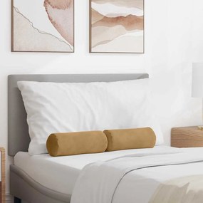 vidaXL Μαξιλάρια Στήριγμα 2 pcs Καφέ Ø 15 x 40 εκ Υφασμάτινο Κορντουρά