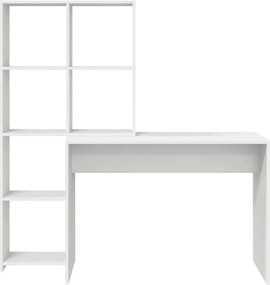 vidaXL Γραφείο με ράφι Λευκό 138,5 x 55 x 143 εκ Επεξεργασμένο ξύλο