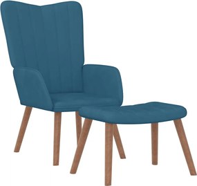 vidaXL Πολυθρόνα Relax Μπλε Βελούδινη με Σκαμπό