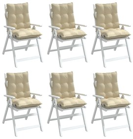 Μαξιλάρια Καρέκλας Χαμηλή Πλάτη 6 τεμ. Μπεζ Ύφασμα Oxford - Μπεζ