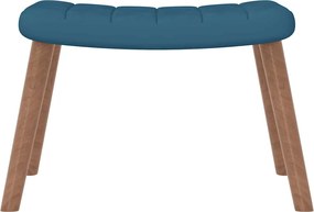 vidaXL Πολυθρόνα Κουνιστή Μπλε Βελούδινη με Σκαμπό