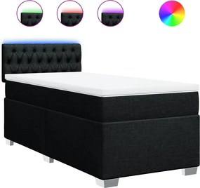 vidaXL Κρεβάτι Boxspring με Στρώμα Μαύρο 90x190 εκ.Υφασμάτινο