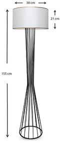 Φωτιστικό δαπέδου Faraday Megapap μέταλλο/ύφασμα χρώμα μαύρο/λευκό 38x21x155εκ. - Ύφασμα - GP029-0004,2