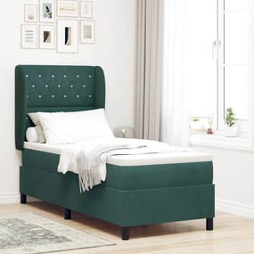 vidaXL κρεβάτι Box Spring με στρώμα σε σκούρο πράσινο 80x200 εκ. βελούδο