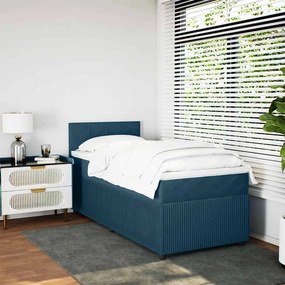 vidaXL Κρεβάτι Boxspring με Στρώμα Μπλε 100x200 εκ. Βελούδινο