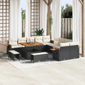 vidaXL Σετ Καναπέ Κήπου 13 pcs Μαύρο συνθετικό ρατάν