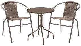 Σετ κήπου - Τραπεζαρία Vergo - Obbi 3 τεμ. μέταλλο καφέ Φ60x70 εκ. 60x60x70 εκ.