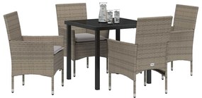 vidaXL Σέτ φαγητού για κήπο με μαξιλάρι 5 pcs Γκρι συνθετικό ρατάν