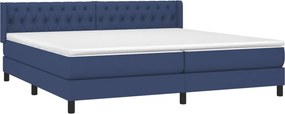 vidaXL Κρεβάτι Boxspring με Στρώμα Μπλε 200x200 εκ. Υφασμάτινο