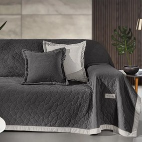 Ριχτάρι Καναπέ Διθέσιου (170x250) + Διακοσμητική Μαξιλαροθήκη (42x42+3) Guy Laroche Avalon Carbon