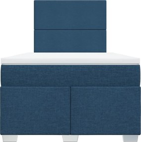 vidaXL Κρεβάτι Boxspring με Στρώμα Μπλε 120x190 εκ. Υφασμάτινο