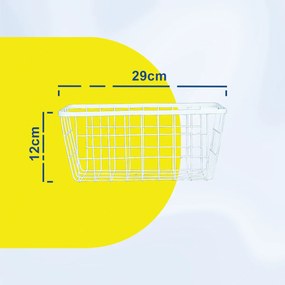 Μεταλλικό Καλάθι Αποθήκευσης 29x12x14cm Άσπρο ή Μαύρο - Άσπρο