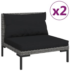 vidaXL Σαλόνι Κήπου 3 Τεμαχίων Σκούρο Γκρι Ημικυκλικό Συνθετικό Ρατάν