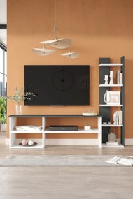 Stewehome Μοντέρνα επιτοίχια μονάδα τηλεόρασης με ράφι βιβλίων 147x30x120 cm