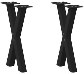 Πόδια Τραπεζιού Σαλονιού σε Σχήμα Χ, 2 τεμ. Μαύρο 28x(42-43) εκ. Ατσάλι