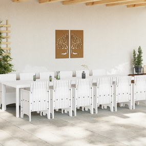 vidaXL 13 Τεμαχίων Σετ Τραπεζαρίας Κήπου Λευκό Ρατάν