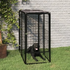 Κλουβί Σκύλου 6 Πάνελ Μαύρο 50 x 100 εκ. Ατσάλι με Βαφή Πούδρας - Μαύρο