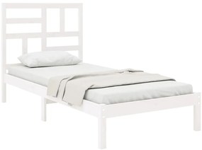 vidaXL Πλαίσιο Κρεβατιού Λευκό 75x190 εκ. Μασίφ Ξύλο Small Single