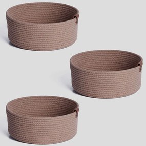Καλάθια Αποθήκευσης (Σετ 3Τμχ) 171JTR1196 25x25x10cm Beige Aberto Design Cotton