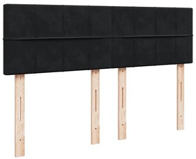 vidaXL Κρεβάτι Boxspring με Στρώμα Μαύρο 140x190 εκ. Βελούδινο