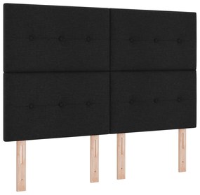 vidaXL Κρεβάτι με Στρώμα και Πάγκο Μαύρο 160x200 εκ Ύφασμα