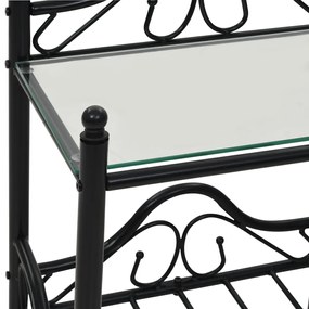 vidaXL Κομοδίνα 2 τεμ. Μαύρα 45x30,5x60 εκ. Ατσάλι και Ψημένο Γυαλί