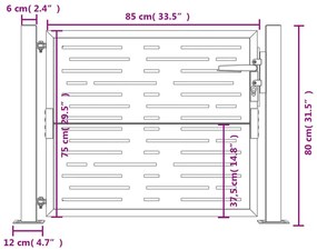 Πύλη Κήπου Ανθρακί Τετράγωνο Σχέδιο 105 x 80 εκ. Ατσάλινη - Ανθρακί