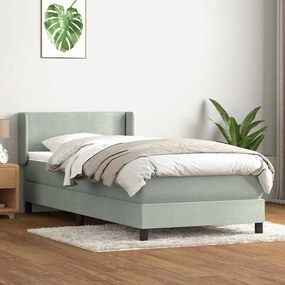 Box Spring κρεβάτι με στρώμα ανοιχτό γκρι 100x220 εκ. Βελούδινο